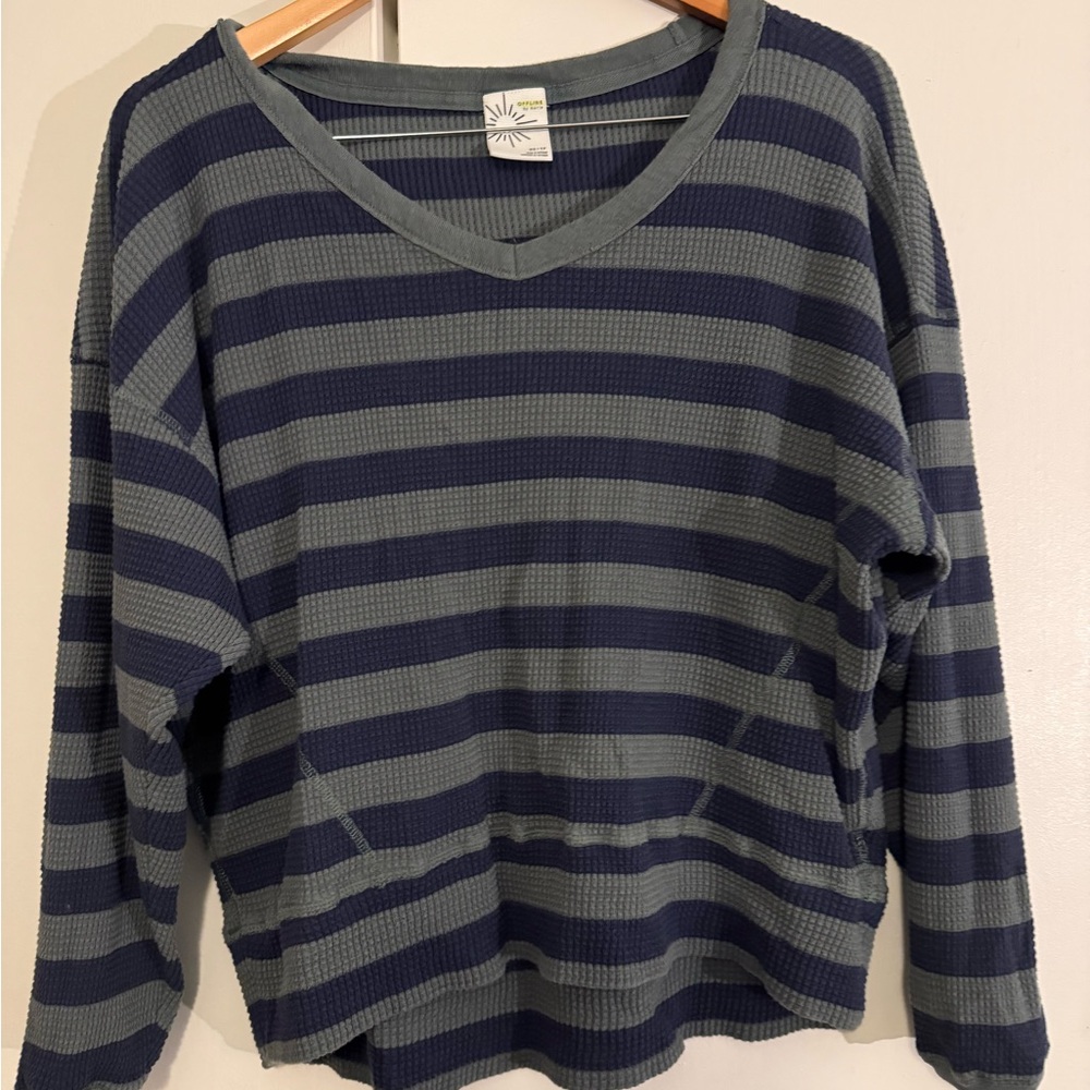 Aerie Striped V-Neck Sweater